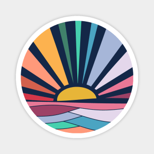 Rainbow Sunrise Sunrays Vintage Boho Sunrise Waves Magnet